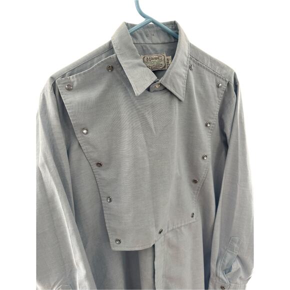VTG H Bar C California Ranchwear Placket chambray  Bib long tail shirt medium - Picture 3 of 16